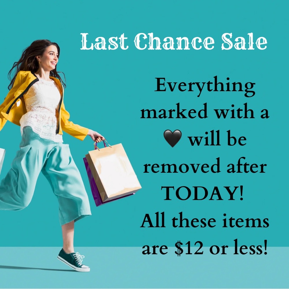 These items are a steal! Don’t miss out today! Price firm on items listed at $8.